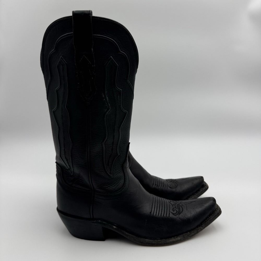 Lucchese Grace Black Leather Snip Toe Cowboy Boots Women's 6.5B M5006
